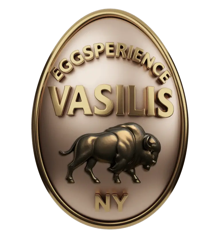 Eggsperience Vasilis logo for a breakfast and brunch restaurant in Buffalo NY